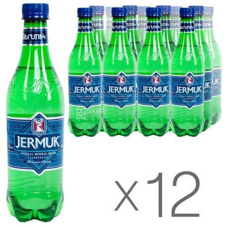 Джермук, 0,5 л, Упаковка 12 шт., Вода мінеральна газована, ПЕТ