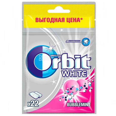 Orbit, 35 г, Жевательная резинка, White Bubblemint, В пакете