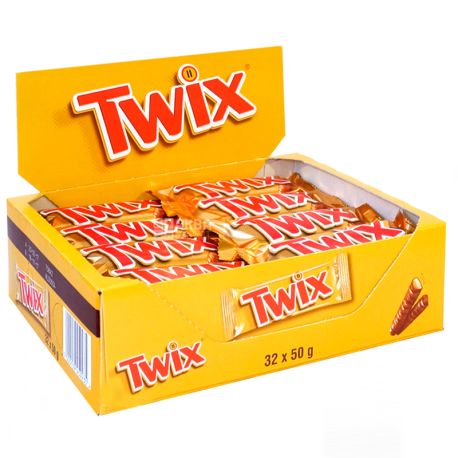 Twix, Упаковка 32 шт. по 50 г, Шоколадні батончики
