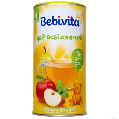 Bebivita, Освежающий, 200 г, Чай Бебивита, детский с фруктами и мелиссой, тубус