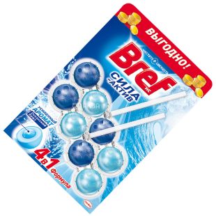 Bref, Сила Актив, 2 шт., Блоки для унітазу 4 в 1, Океанський бриз