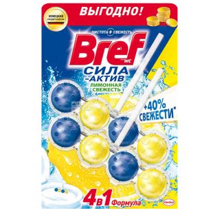 Bref, Сила Актив, 2 шт., Блоки для унітазу 4 в 1, Лимонна свіжість
