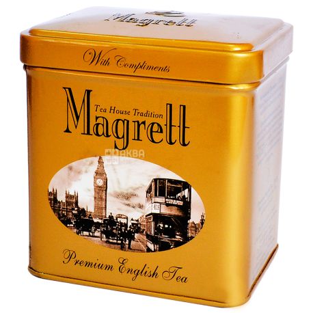 Magrett, 100 г, Черный чай, Premium English, ж/б