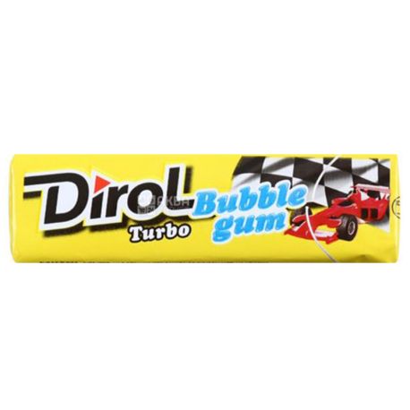 Dirol Bubble Gum Turbo, 14 г, Жевательная резинка, Мята и фрукты