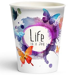 Стакан паперовий з малюнком Метелики 400 мл, 50 шт., 15 упаковок, D92
