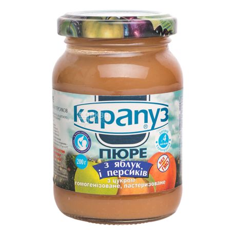 Карапуз,200 г, Пюре, Яблуко і персик
