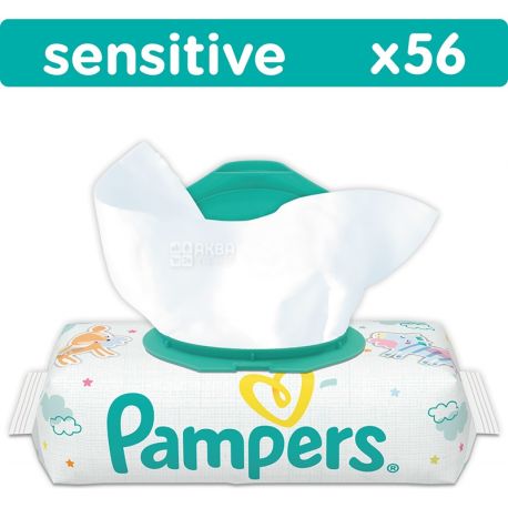 Pampers, 56 pcs., Wipes, Sensitive, m / s