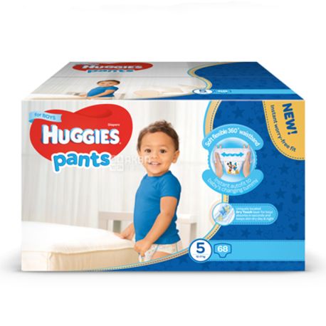 Huggies Pants Boy, 68 шт., Хаггис, Подгузники-трусики для мальчиков, Размер 5, 12-17 кг