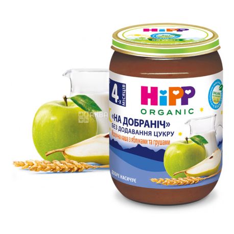 Hipp, 190 г, Молочная каша, Спокойной ночи, С яблоками и грушами