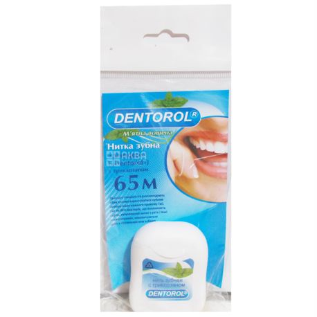 Dentorol, Fresh Mint, 65 м, Зубная нить, С триклозаном