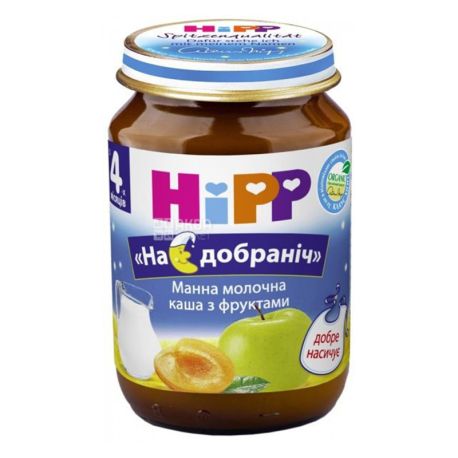 HiPP, 190 g, Milk porridge, Semolina, With fruit, Good night, from 4 months