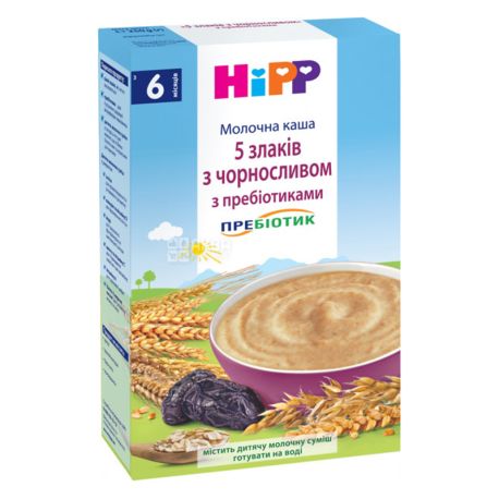 HiPP, 250 g, Milk porridge, 5 cereals with prunes with prebiotics