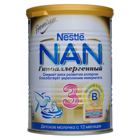 Nestle, 400 г, NAN, Гіпоалергенний 3, Молочна суміш, з 12місяців