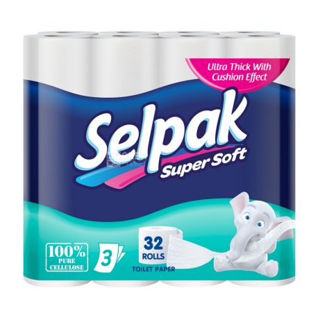 Selpak Super Soft, 32 рул., Туалетний папір Селпак Супер Софт, 3-х шаровий