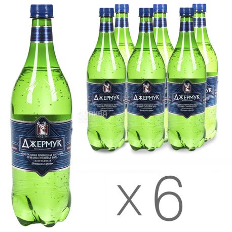 Джермук, 1 л, упаковка 6 шт., Вода мінеральна газована, ПЕТ