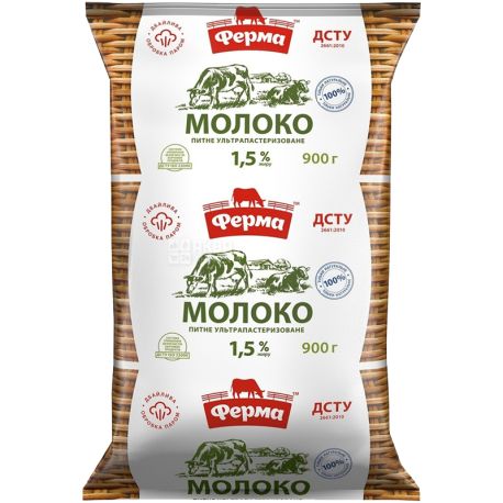 Ферма, Упаковка 12 шт. по 900 г, 1,5%, Молоко, Ультрапастеризоване