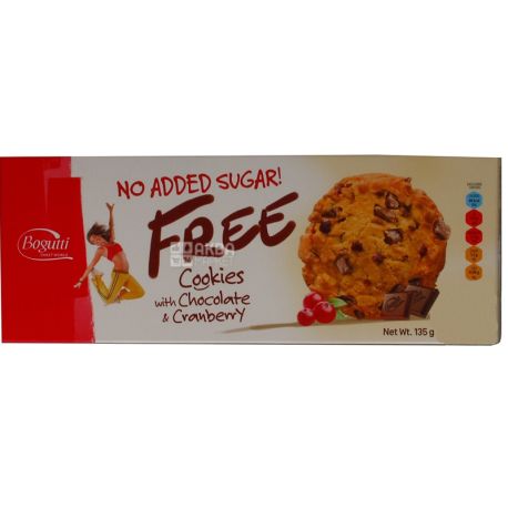 Bogutti Free, 135 г , Печенье с шоколадом и клюквой, без сахара
