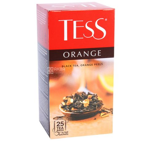 Tess Orange, 25 пак., Чай Тесс, Оранж, чорний з цедрою апельсина