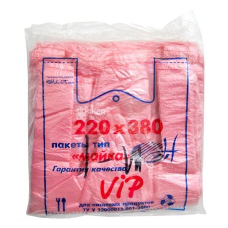 Ніка-Пласт, 200 шт., Пакет-майка,рожевий, 22х38 см
