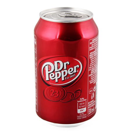 Dr Pepper, Упаковка 24 шт. по 0,33 л, Доктор Пеппер, Вода солодка, ж/б