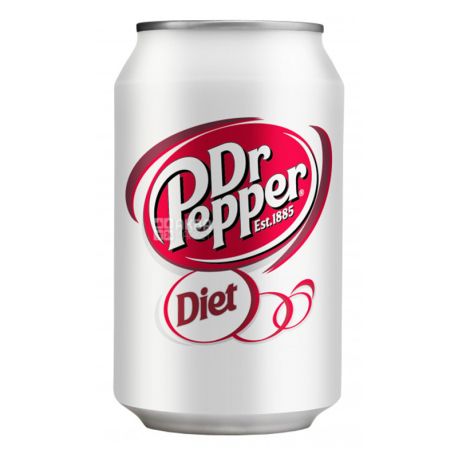 Dr Pepper, Diet, Упаковка 24 шт. по 0,33 л, Доктор Пеппер, Дієтичний, Вода солодка, низькокалорійна, ж/б