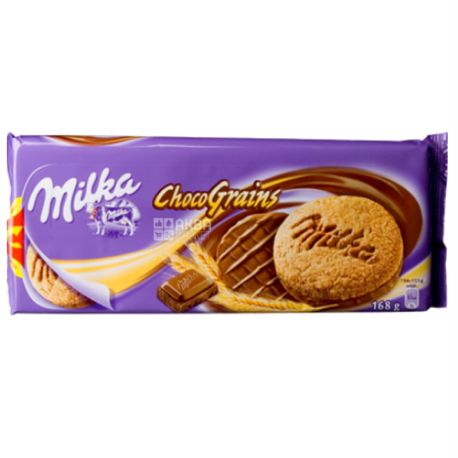 Milka, Choco Grains, 126 г, Печиво з вівсяними пластівцями в молочному шоколаді