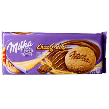 Milka, Choco Grains, 168 г, Печиво з вівсяними пластівцями в молочному шоколаді