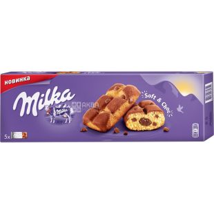 Milka Soft&Choc, 5 шт. х 35 г, Тістечко бісквітне з шоколадною начинкою та шматочками молочного шоколаду