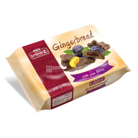 Lambertz, 150 g, Gingerbread, Chocolate coated, With plum filling