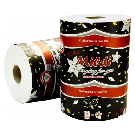 Mildi Premium, 1 рул., Полотенца бумажные Милди, 2-х слойные, 330 листов, 90 м, 16х16 см
