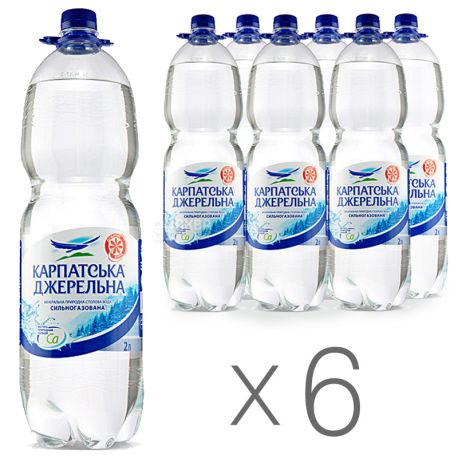 Karpatska Dzherelna, Packing 6 pcs. on 2 l, Mineral water, Highly carbonated, PET, PAT