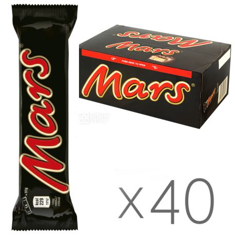 Mars, 51 г, упаковка 40 шт., Шоколадний батончик, Марс