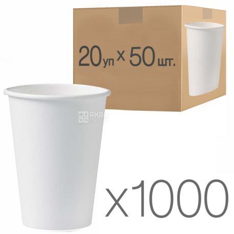 Стакан паперовий білий 340 мл, 50 шт., 20 упаковок, D80
