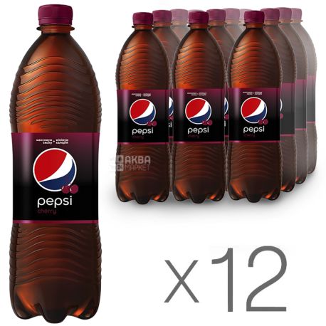 Pepsi-Cola, Wild Cherry, Упаковка 12 шт. по 1 л, Пепсі-Кола, Вайлд Черрі, Дика Вишня, Вода солодка, ПЕТ
