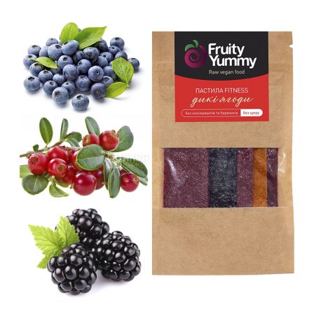 Fruity Yummy, 40 г, Пастила ассорти Дикие ягоды, без сахара, м/у