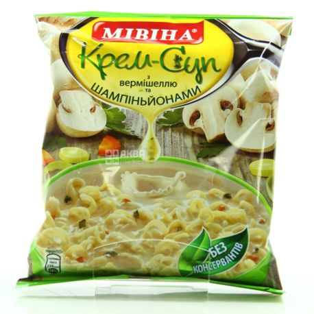 Мивина, 57,5 г, Крем-суп, Вермишель с шампиньонами, м/у