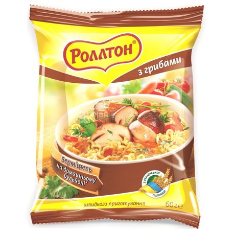 Роллтон, 60 г, Вермішель швидкого приготування з грибами