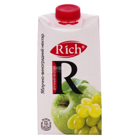  Rich, Яблучно-виноградний, 0,5 л, Річ, Нектар натуральний, освітлений