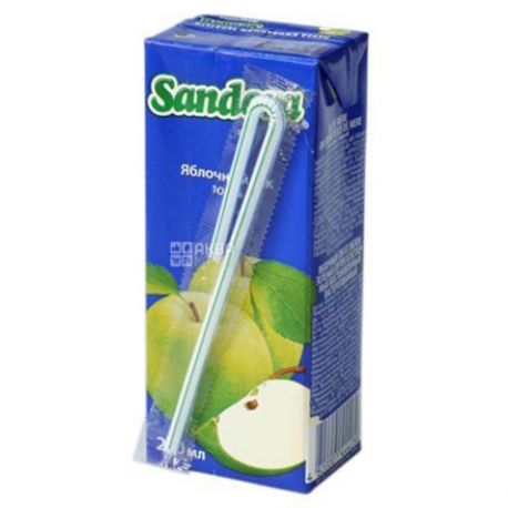 Sandora, 250 мл, Сок яблочный, Из соломинкой, тетра пакет