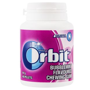 Orbit Bubblemint, 46 шт., Орбіт, Жувальна гумка, Бабблмінт, у банці, без цукру