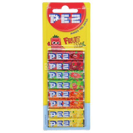 PEZ, 8 шт., 68 г, Цукерки фруктові, Фруктовий мікс, блістер