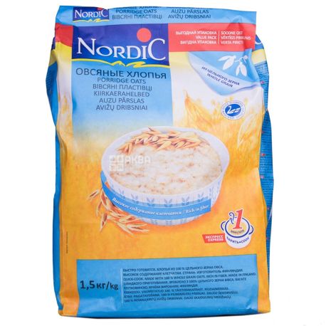 Nordic, 1,5 кг, Пластівці Нордік, вівсяні, швидкого приготування