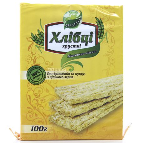 Galleti,100 г, Хлебцы пшенично-овсяные