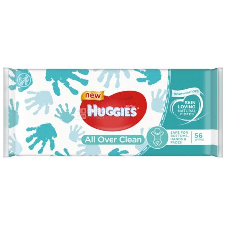 Huggies All over clean, 56 шт., Вологі серветки, дитячі