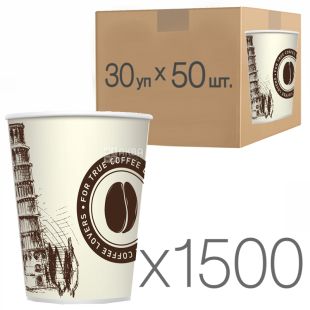  Стакан паперовий з малюнком Пізанська вежа 250мл, 50 шт, 30 упаковок, D80