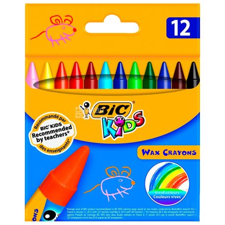 Bic, 12 pcs., Wax crayons, Colored