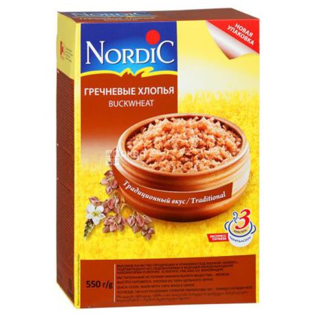 Nordic, 550 g, Buckwheat Flakes, Instant, cardboard