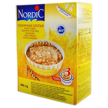 Nordic, 600 г, Пластівці Нордік, пшеничні, швидкого приготування