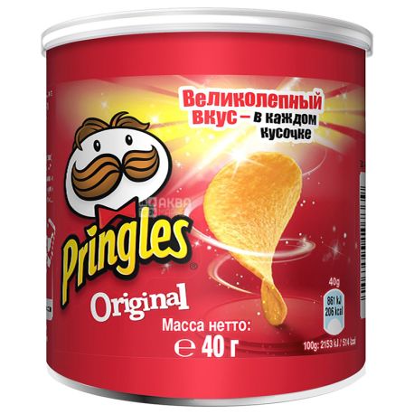 Pringles, 40 г, Чіпси картопляні, Original, Тубус