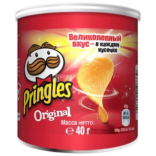 Pringles Original, 40 г, Чипсы картофельные, Принглс ориджинал, тубус